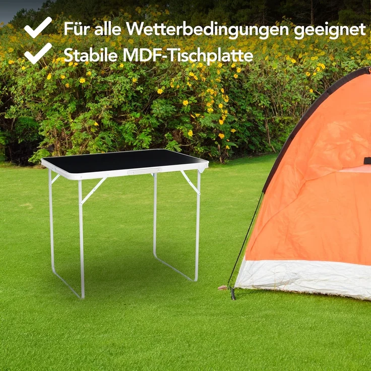 Brixy Campingtisch - klappbar - Gartentisch - 80x60x70 cm - Außen/Innen - Tragegriff - Kompakt - Aluminium - Schwarz – Bild 4