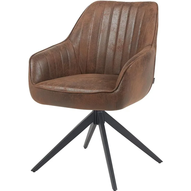 B&D home Drehstuhl Vintage, Konferenzstuhl, Bürosessel, Schreibtisch Sessel, Computerstuhl, Polsterstuhl, Chefsessel 150 kg belastbarkeit, Microfaser in Wildleder Optik, braun