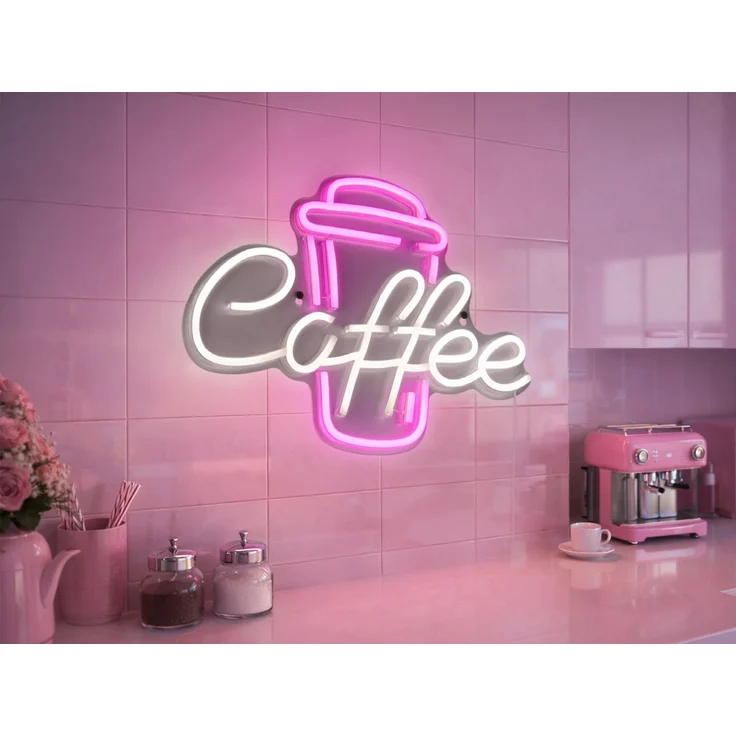 Ausgefallene Neon LED Wandlampe Café mit USB Kabel & Netzteil, Breite 40cm – Bild 6