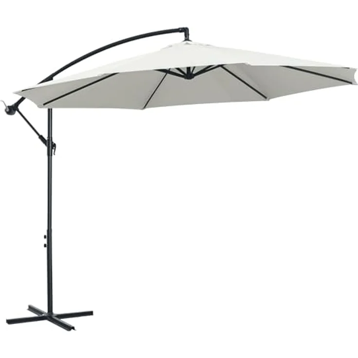 Outsunny Ampelschirm mit Handkurbel, Polyestergewebe, creme, 295 x 295 cm – Bild 2