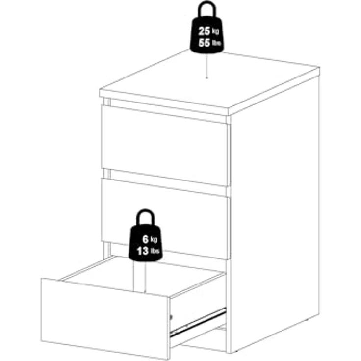 Dmora - Kommode Ameline, Mehrzweckkommode, Schlafzimmerkommode, Schrank mit Schubladen, 40x50 h70 cm, Wei? – Bild 7