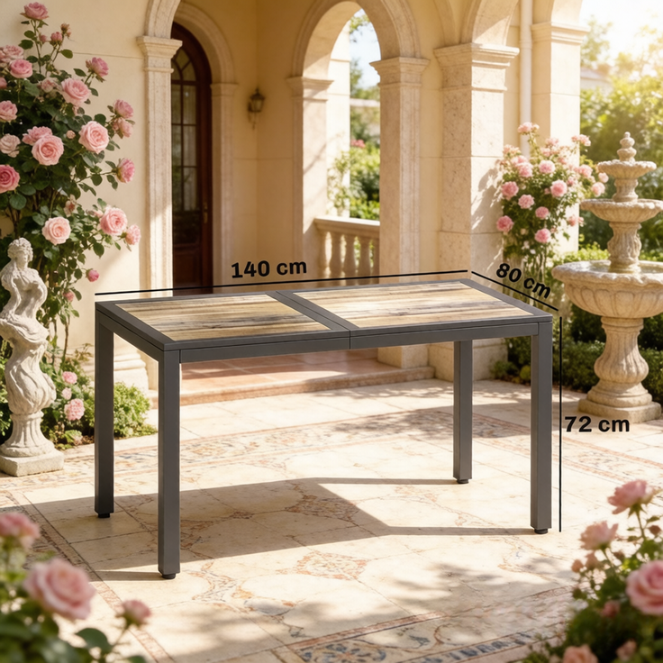 Moderner Gartentisch,Esstisch im Freien,Kaffeetisch(nur mit Esstisch)--Dunkelgrau--140x80x72cm--YOUDENOVA – Bild 4
