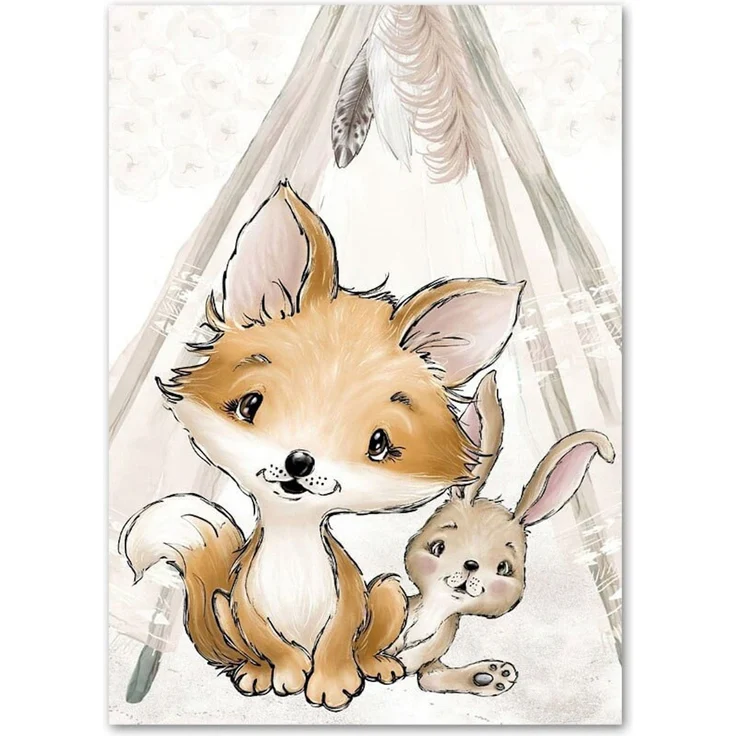 Poster Kinderzimmer Bilder Tiere Bär Reh Fuchs Hase und Spruch sei Frech wild und wunderbar als Deko Print ohne Rahmen - 30X40cm / 5 – Bild 7