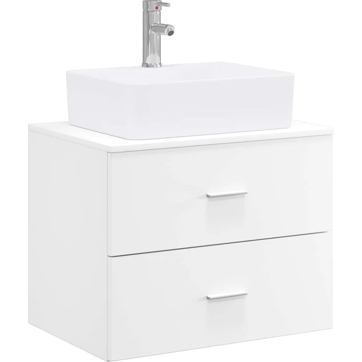 vidaXL Wandmontierter Waschbeckenunterschrank Weiß 62,5 x 44,5 x 80 cm 3404382 – Bild 2