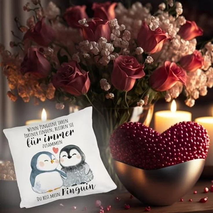 speecheese Dekokissen Pinguinpärchen Kuschelkissen mit Spruch Du bist mein Pinguin – Bild 5