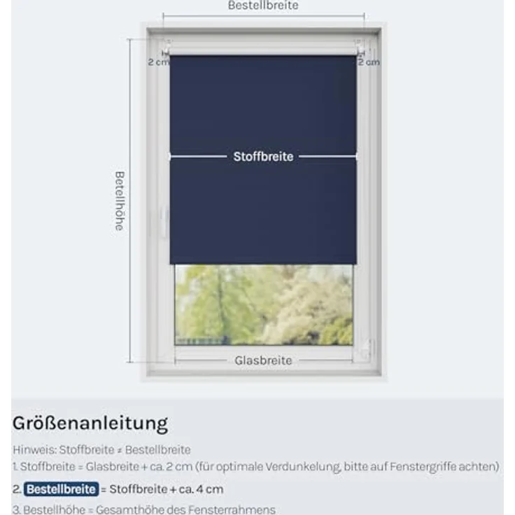 WOLTU Verdunkelungsrollo ohne Bohren, Thermo Verdunkelungsrollo mit Kette, Sichtschutz, für Türen und Fenster, 70 x 160 cm, Blau – Bild 8