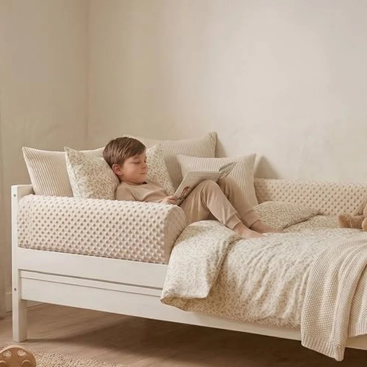 Bettkantenschutz für Kinderbetten 80 cm - Schutz für Bettrahmen Baby Bett rausfallschutz für boxspringbett bettgitter mit Bezug Kantenschutz Kinder Babybett Grau – Bild 7
