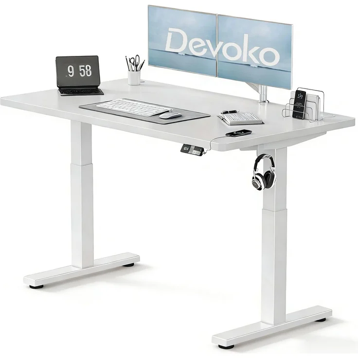 Devoko Höhenverstellbarer Schreibtisch 160x80 cm elektrisch, Höhenverstellung 71-121 cm mit Smart Control, 120 kg Tragkraft, für gesundes Arbeiten – Bild 1