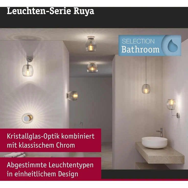 Paulmann 71143 Selection Bathroom Pendelleuchte Ruya Klarglas Chrom E14 IP44 – Bild 2