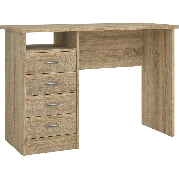 Dmora - Schreibtisch Rachel, Mehrzweckschreibtisch, B?rotisch f?r PC, Eckschreibtisch, 110x49 h76 cm, Eiche – Bild 3