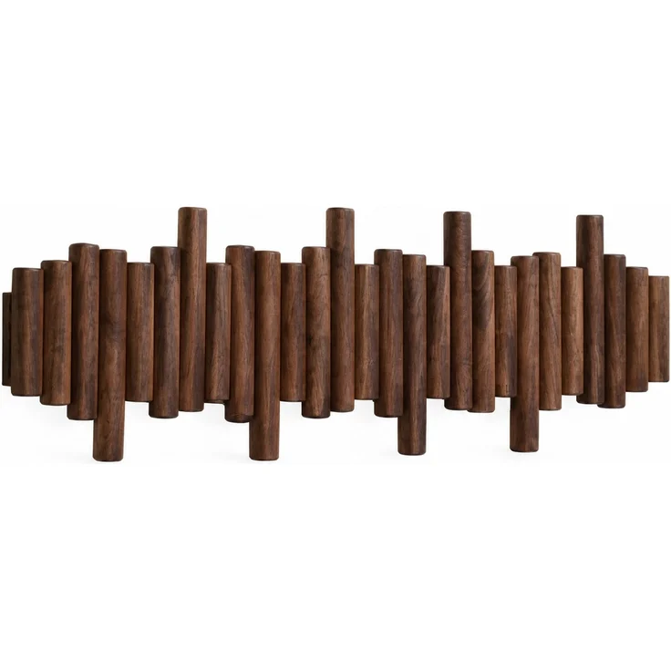 Wandgarderobe im Klaviertasten-Design mit 9 Haken für Flur und Eingangsbereich Braun 72 x 26 x 7 cm – Bild 1
