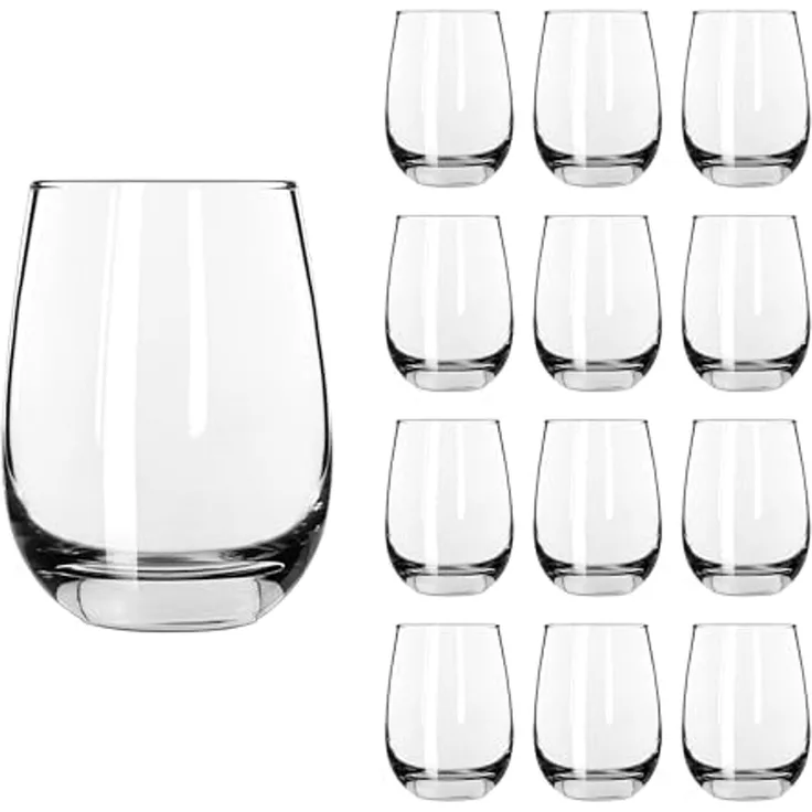 LIBBEY Gläser-Set Libbey Weinglas, 12er Set -STEMLESS-, 12-tlg, Glas, 451 ml, hochwertig verarbeitet, im modernen Design