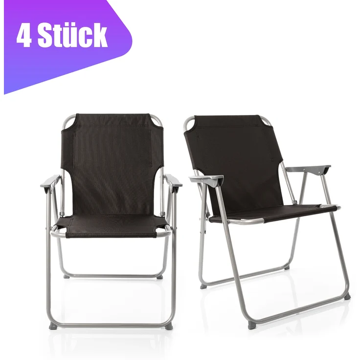 BigDean 4X Klappstuhl Faltstuhl Campingstuhl Angelstuhl schwarz robust klappbar bis 120kg belastbar klassischer Gartenstuhl Klappstuhl für Garten & Camping - Campingstuhl faltbar – Bild 7