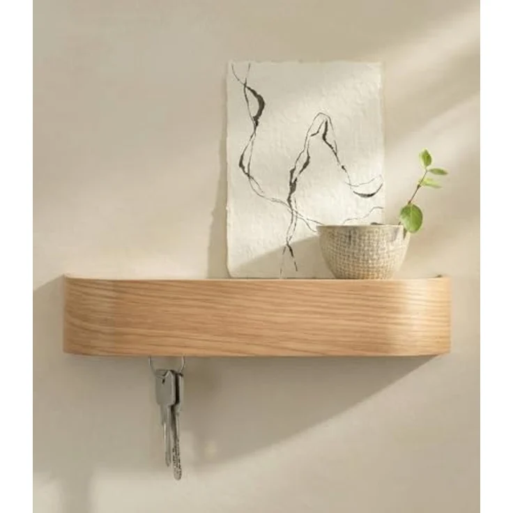 Kazai. Schlüsselbrett 'Toke' | Minimalistisches Schlüsselhaken-Design aus Berlin | Moderner Schlüsselhalter mit Ablage aus Holz | Schlüsselregal als Flur Möbel für die Wand | Eiche – Bild 2