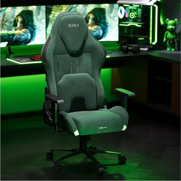 Diablo X.One Prime Gaming Stuhl Stoff mit Kopfstütze und Lendenkissen – Bild 4