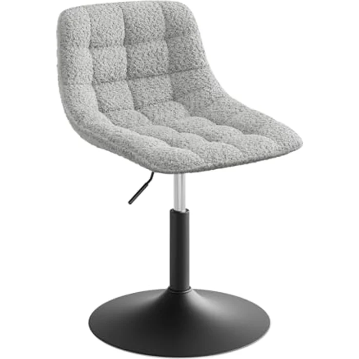 WOLTU Schminktisch Stuhl Hocker für Schminktisch, Schlafzimmer & Esszimmer - Höhenverstellbar, 360° Drehbar mit Rückenlehne, aus Bequemer Chenille, Grau – Bild 1