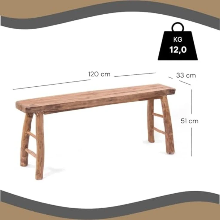 DESIGN DELIGHTS Sitzbank HOLZBANK "MALU 120", Holz massivholz, 120 cm, Baumkante Sitzbank – Bild 2