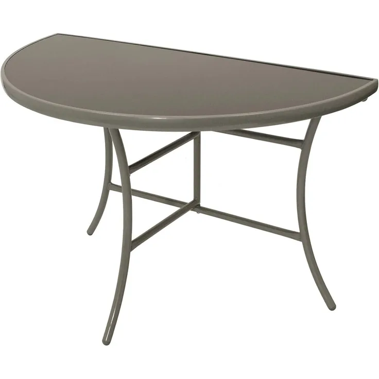 Wandtisch Palermo halbrund, Metall + Glas schwarz