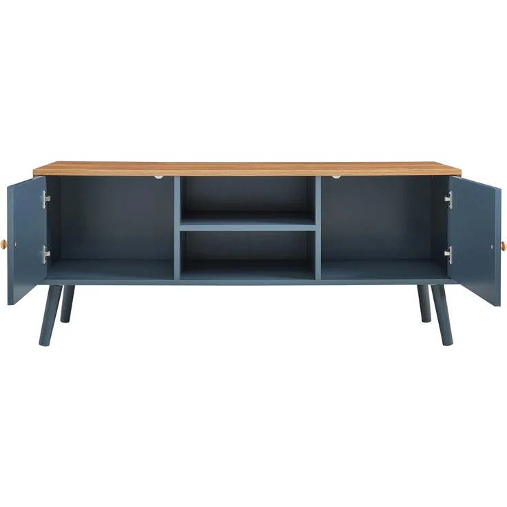 Fernsehschrank Reyljand mit 2 Türen 120x35x50 cm Grau/Eicheoptik [en. casa] – Bild 6