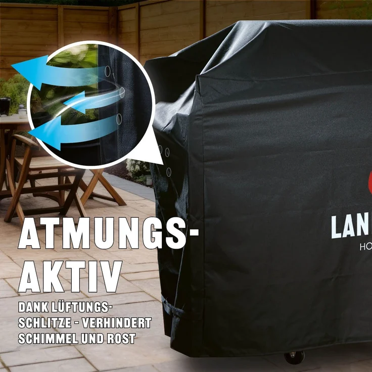 LANDMANN 'Premium' Wetterschutzhaube, Polyester schwarz, 145 x 60 x 120 cm – Bild 6