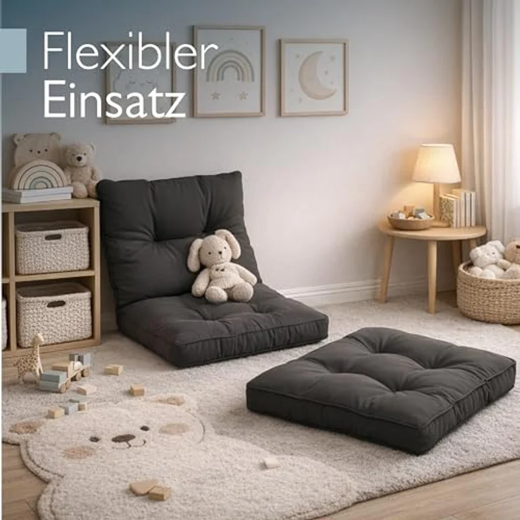 Beautissu Sitzkissen Lounge Kissen Outdoor Rückenkissen Flair LK, 50x40x12cm, Anthrazit, 50x40x12 cm – Wetterfest Schmutzabweisend Polster für Gartenmöbel – Bild 10