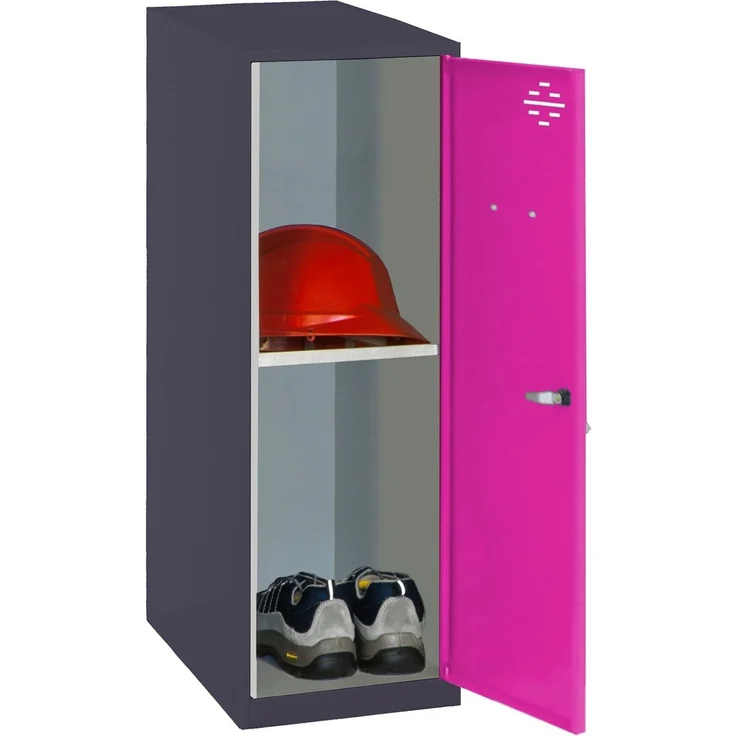 Simon Rack Simonlocker Kommode, klein, 915 x 300 x 500 mm, Amario aus Metall, mit Schlüssel, Anthrazit/Rosa