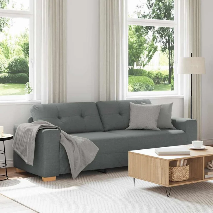 vidaXL 3-Sitzer-Sofa Dunkelgrau 220x78x80 cm Stoff 4105089 – Bild 1