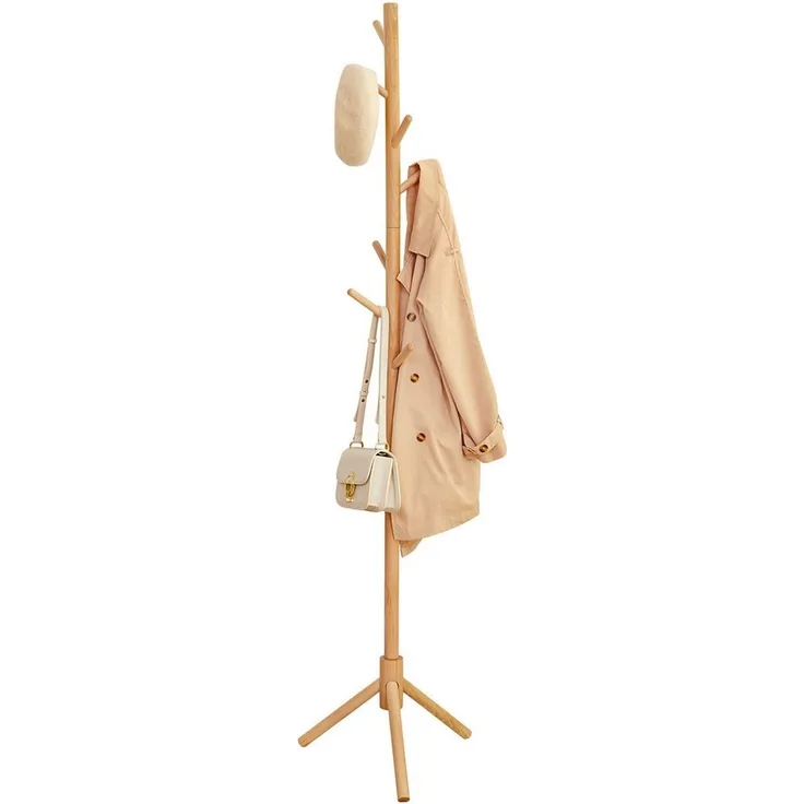Yorbay Garderobenständer Kleiderständer mit 8 Haken, Freistehender Kleiderständer 174cm, Für Kleidung, Hüte, Rucksäcke