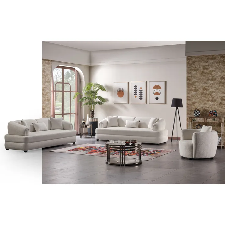 Sitzgruppe/Sofa Set - Wohnzimmergarnitur "Luma" 3+3+1-Beige