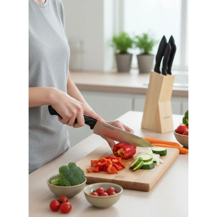 6-teiliges Messerset mit Messerblock aus Holz, mit ergonomischen Griffen – Bild 4