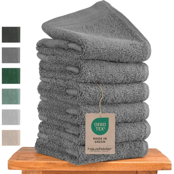 Hausfelder Handtücher Hausfelder Handtücher Set (Grau, 6 Gästehandtücher 50x30cm), (6-St)