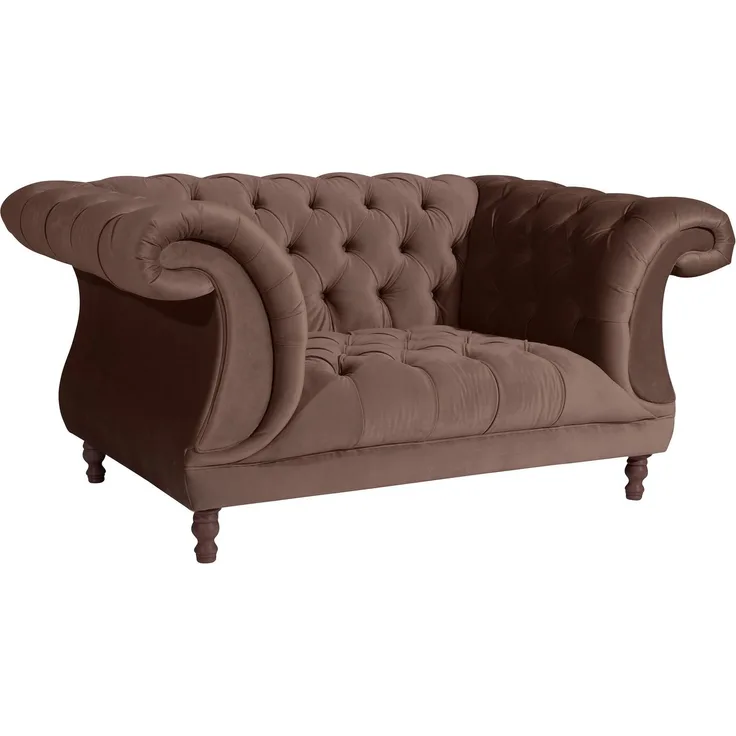 Chesterfield Sessel Kaylin Samtvelours braun