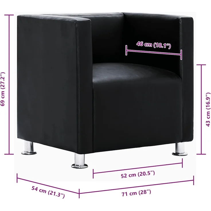 vidaXL Würfel-Sessel Schwarz Kunstleder 240068 – Bild 7