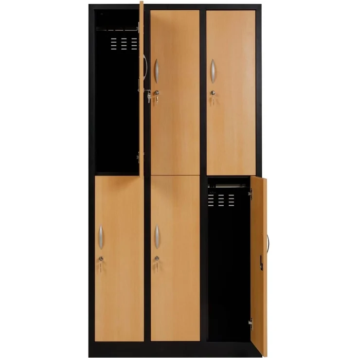 Garderobenschrank 6- türig schwarz/Buche Dekor – Bild 6