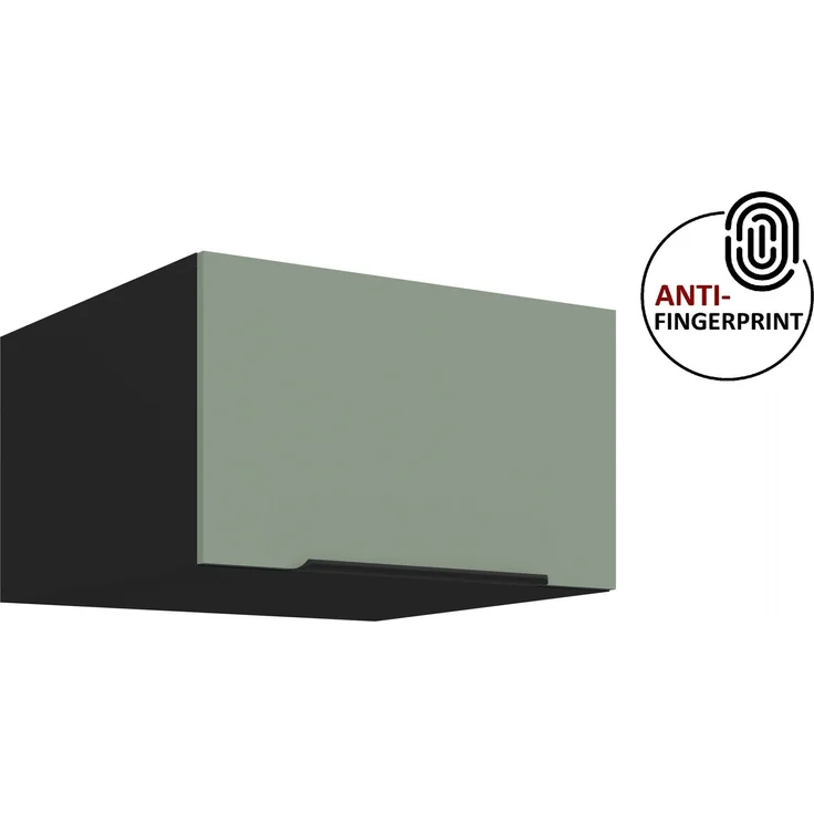 Küchen Aufsatzschrank 60 cm ARIA Aquamarin ultra matt + Schwarz matt, hochwertige Fronten mit Anti Fingerprint Beschichtung Küchenzeile Küchenblock – Bild 1