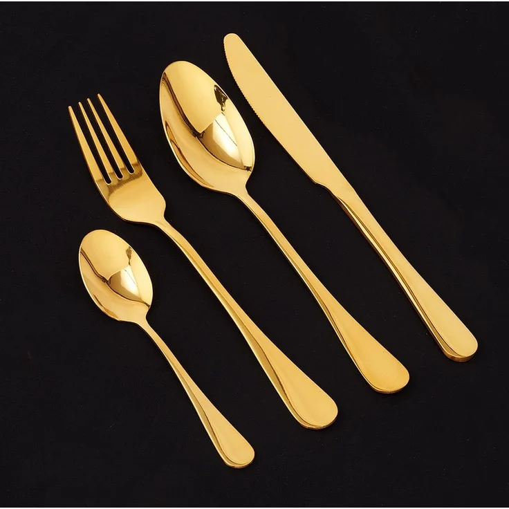 Brixy Besteckset - Gold - 24-teilig - 6 Personen Besteck - Messer/Löffel/Gabel - Edelstahl - Gold – Bild 2