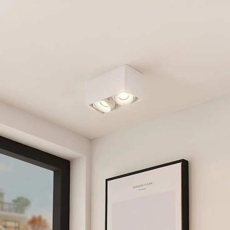 Arcchio Deckenlampe Kubika, moderne 2-flammige Deckenleuchte in Weiß aus Aluminium mit GU10 Fassung, ideal für Flur und Wohnräume – Bild 3