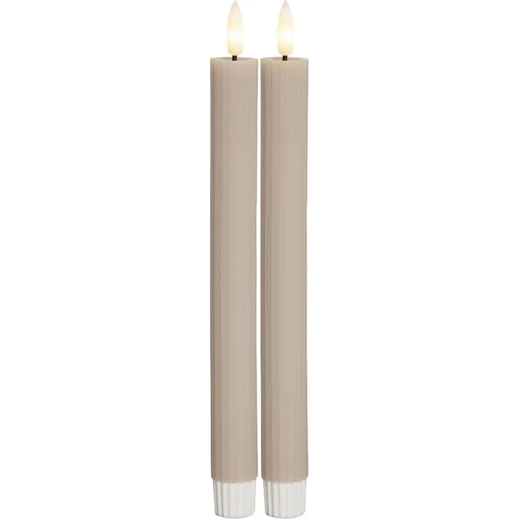 Star LED – Echtwachs Stabkerzen Set 2 Stück, flackernde Flamme, warmweiß, Timer, batteriebetrieben, sichere Dekokerzen für Wohnzimmer, Hochzeit, Innenbereich