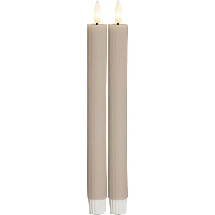 Star LED – Echtwachs Stabkerzen Set 2 Stück, flackernde Flamme, warmweiß, Timer, batteriebetrieben, sichere Dekokerzen für Wohnzimmer, Hochzeit, Innenbereich