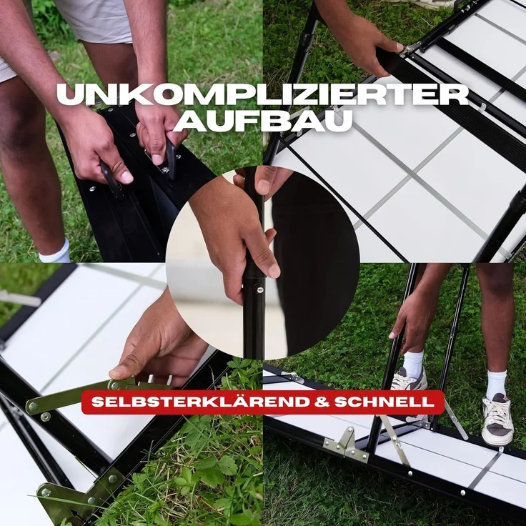 RedCupShop® 'Abendmahl' Bierpong Tisch, inkl. 50 Bechern und 8 Bällen, klappbar, tragbar, wasserabweisend & kratzfest, Aluminium / MDF, 240 x 60 x 70 cm – Bild 4