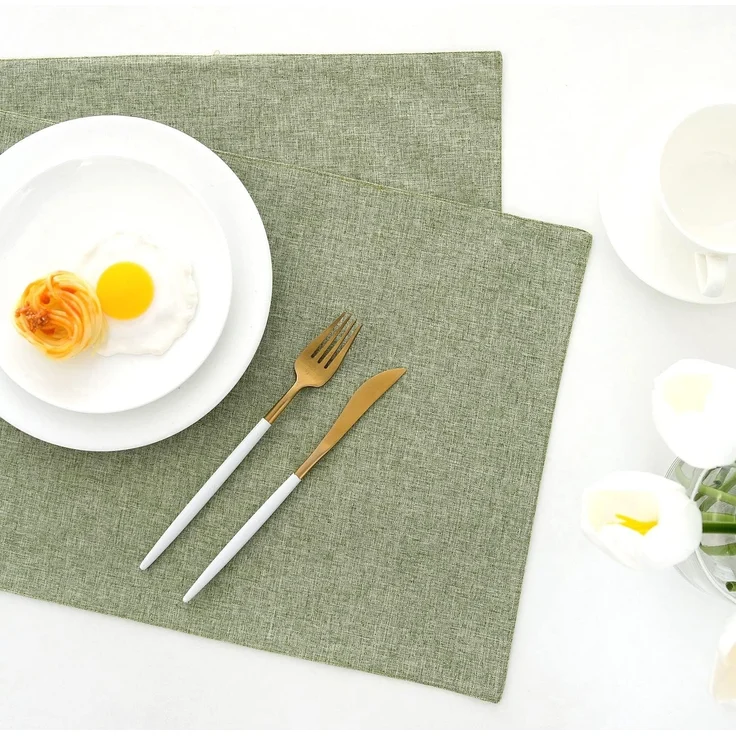 ABC Leinen-Tischdecken-Set, 4-teilig, rotweinoptisch, Baumwolle, Bordeaux, 30 x 46 cm – Bild 4