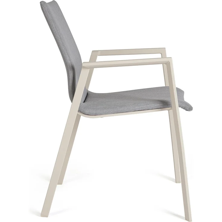 Gartenstuhl Enodo aus Aluminium, modern und stapelbar, gepolstert, beige Pelikan, Outdoor – Bild 4