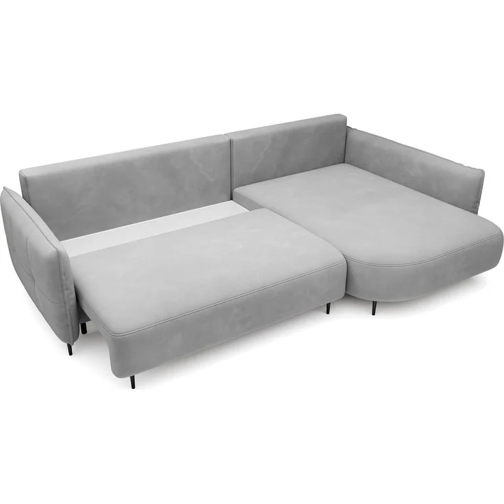 Selsey 'Oblivio' Ecksofa mit Schlaffunktion, Bettkasten, Samt wasserabweisend, Ottomane rechts, Grau – Bild 5