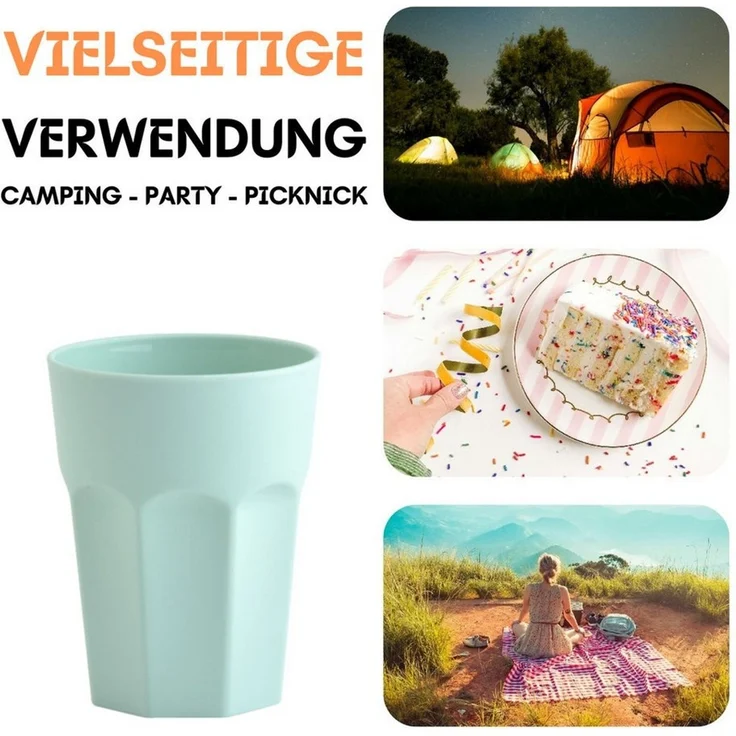 Engelland Becher Kunststoffbecher in modernen Pastellfarben, Mehrweg, 10-tlg, Kunststoff, spülmaschinengeeignet, bruchfest, wiederverwendbar, 250 ml, 0,25 Liter – Bild 2