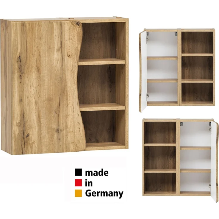 Hängeschrank mit Regal 60 cm breit KAHLA-03 in Wotan Eiche Nb, B/H/T: ca. 60/64/20 cm – Bild 2