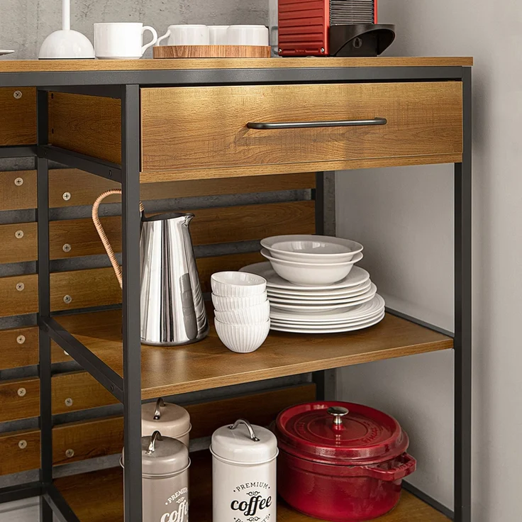 SoBuy FSB71-PF Kücheninsel, Spanplatte, Melamin, Braun, 120 x 90 x 45 cm – Bild 10