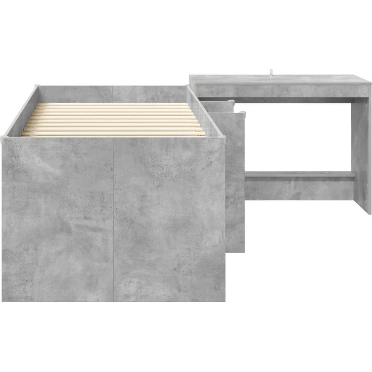 vidaXL Hochbett mit Schreibtisch für Kinder 2 stk. Betongrau 3423473 – Bild 4