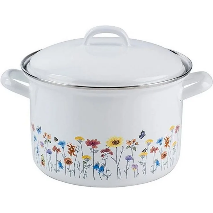 Riess Fleischtopf Flora mit Deckel Ø22cm 4,5 Liter Emaille Country