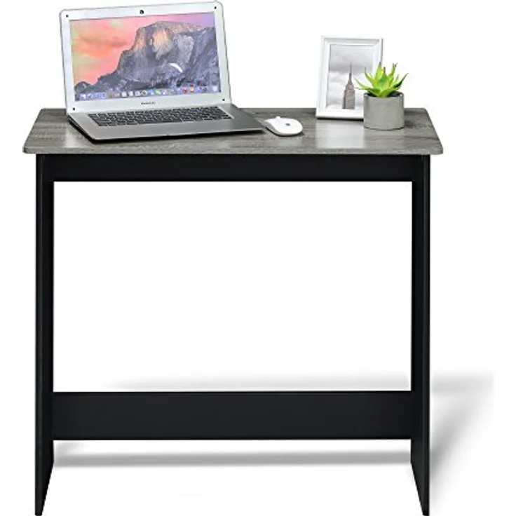 Furinno Simplistic Computertisch/Schreibtisch, Holz, Französische Eiche Grau/Schwarz, 39. 37 x 80 x 75. 57 cm – Bild 5