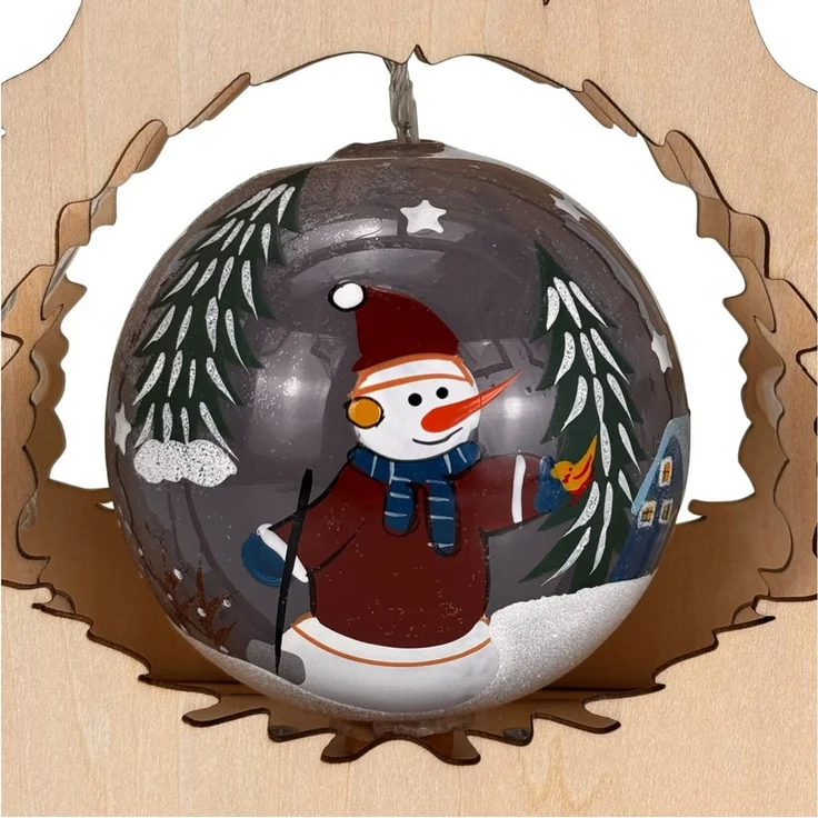 Online-Fuchs Weihnachtsfigur Tannenbaum mit LED-Beleuchtung & Timer - Weihnachtsdeko (warmweiß oder seichter Farbwechsel, Weihnachtsbaum), drehende Weihnachtskugel mit süßer Winterlandschaft – Bild 4